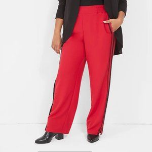 Lane Bryant NEW SZ 14 Pull-On Straight Pant With Contrast Seam Detail & Slit Red
